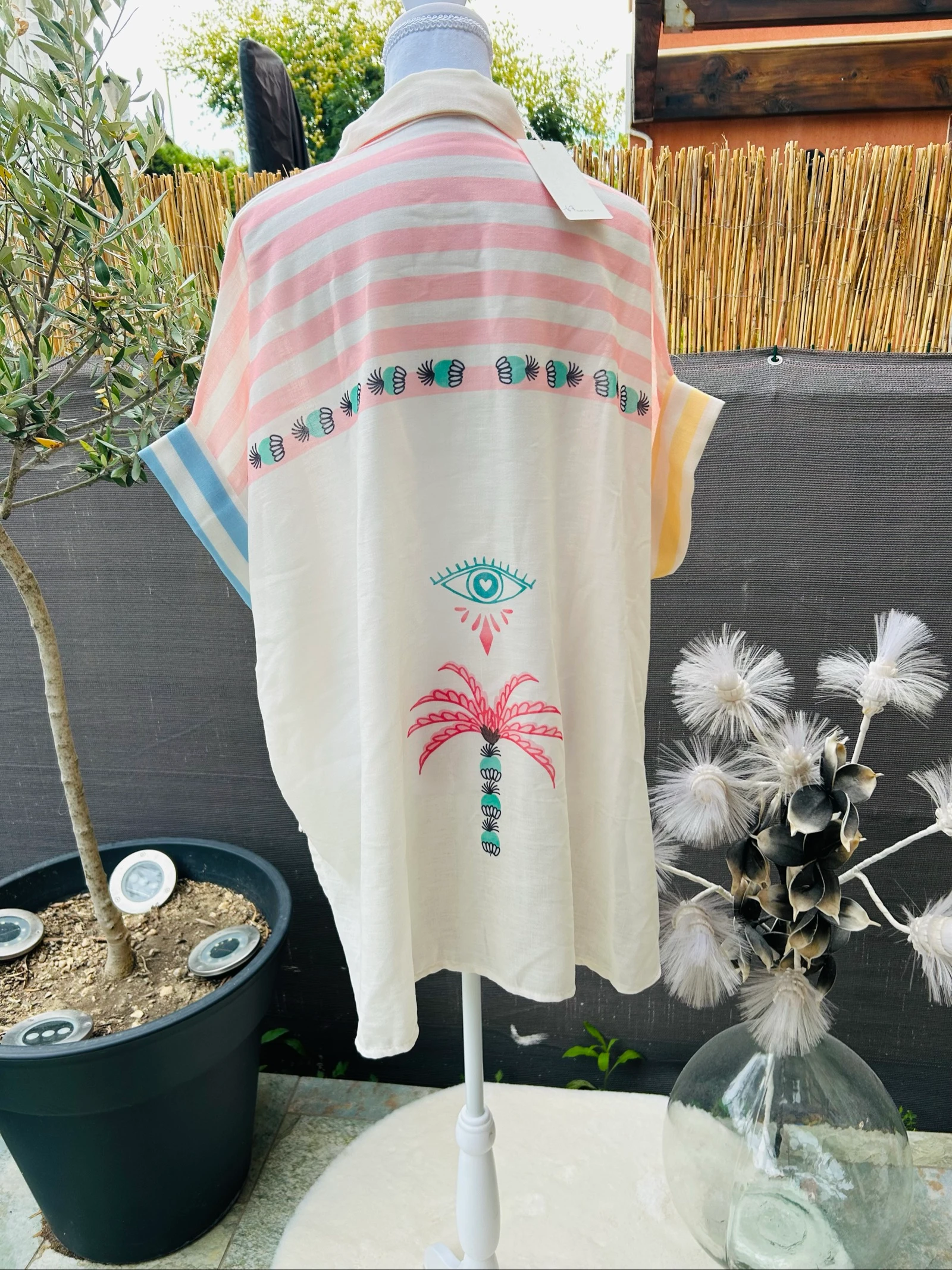 Oversized bohemian blouse with  motif 36-48 – photo 8